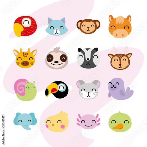 Fototapeta Naklejka Na Ścianę i Meble -  bundle of cute animals characters