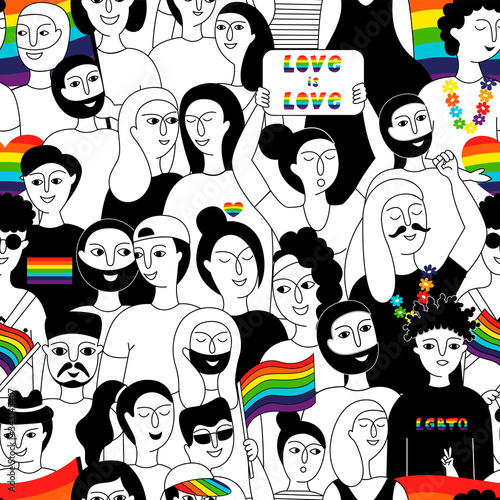 Pride parade seamless pattern
