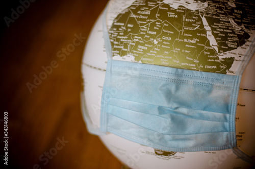 covid-19 globe focused on africa