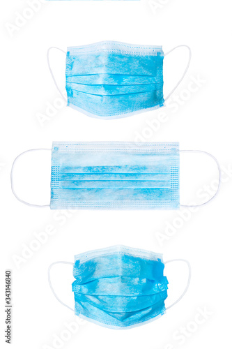 Protective face mask. Surgical mask. Medical mask and corona virus protection isolated on a white background.