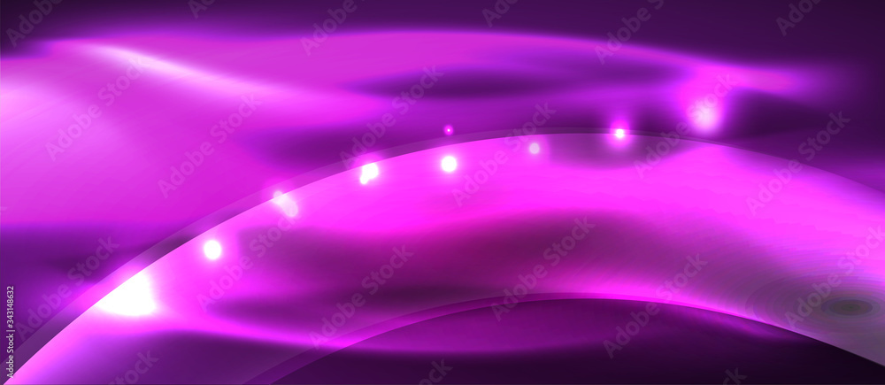 Abstract background. Shiny design neon waves with light effects, techno trendy design. Vector Illustration For Wallpaper, Banner, Background, Card, Book Illustration, landing page