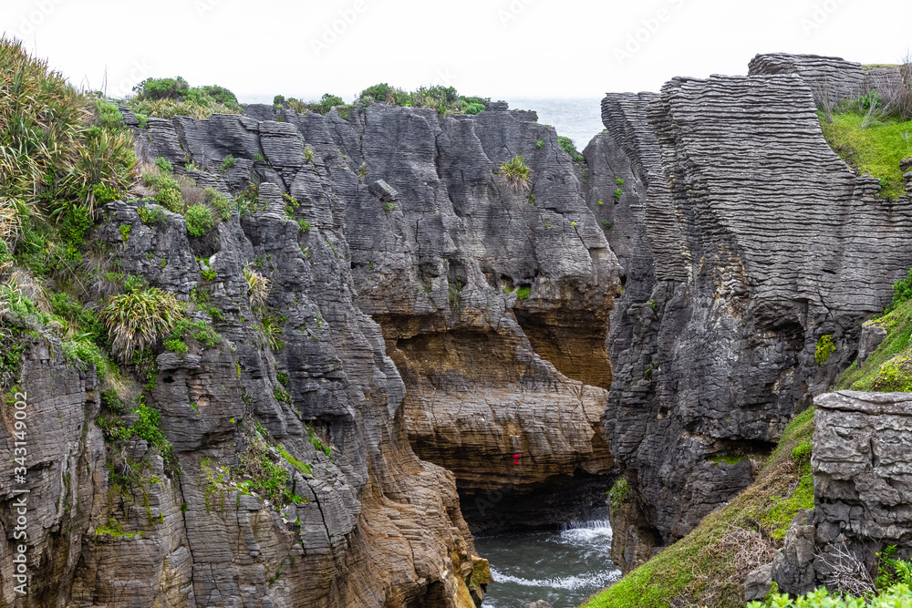Stone grotto. Pancake Rocks. Paparoa national park, South Island, New Zealand