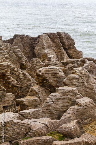 Pancake Rocks. Bizarre cliffs of Paparoa national park, South Island, New Zealand
