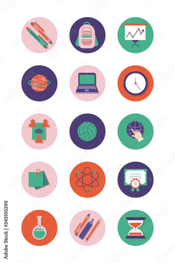 bundle of schoolline and fill style set icons bundle of schoolline and fill style set icons