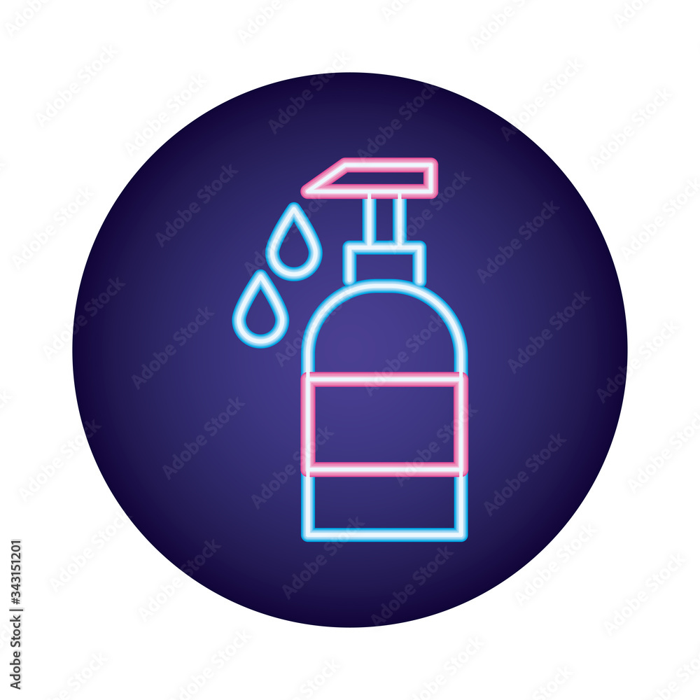 antibacterial soap bottle neon icon antibacterial soap bottle neon icon