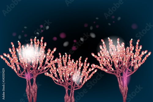 Penicillium Slide ( blue mold, mycelium and conidiophores). Mold Microscopy photo