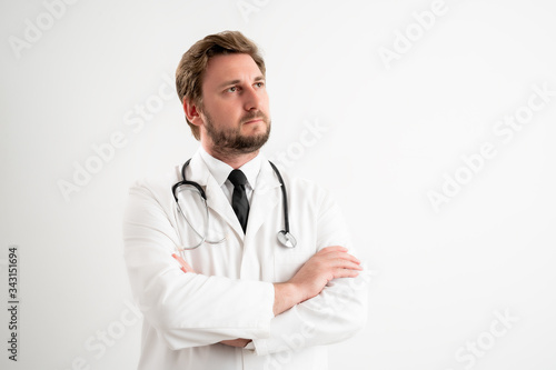 Male doctor with stethoscope in medical uniform looking confident hero-shot © Cipri Suciu 