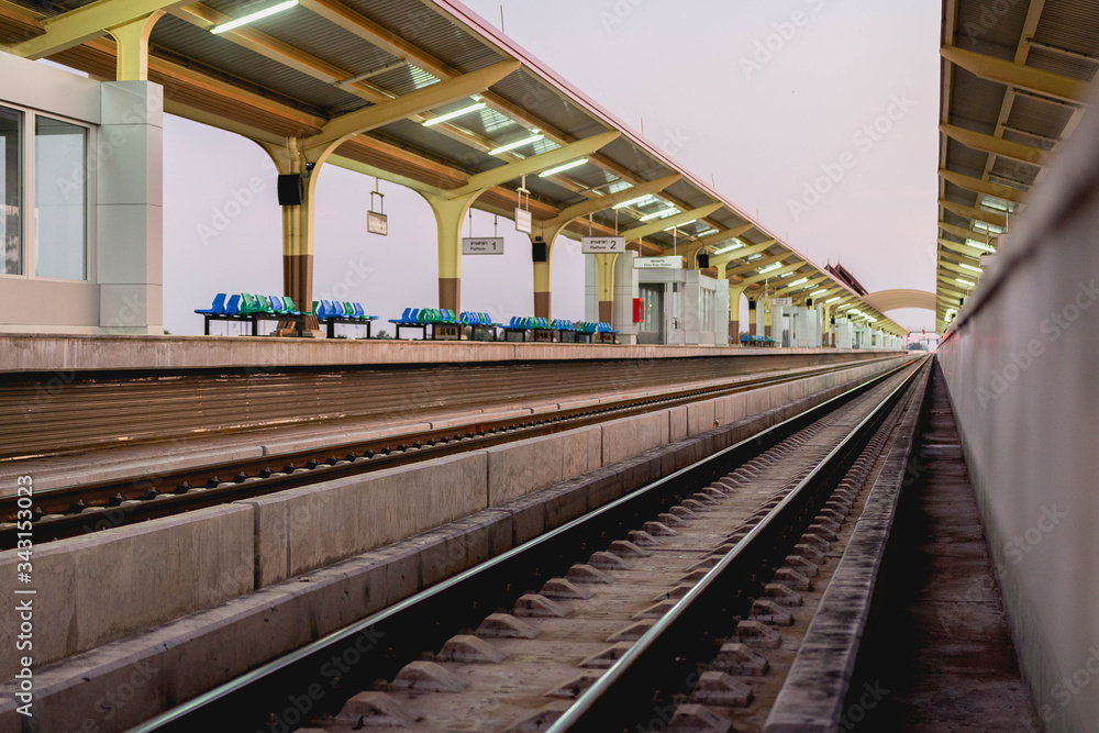 Naklejka premium rain station background