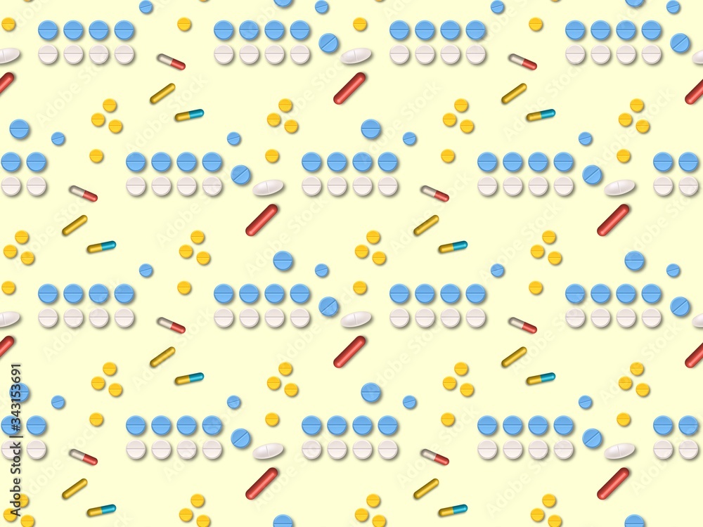 Spring. Colors. pills. capsules. Pattern without seams Spring. Colors. pills. capsules. Pattern without seams