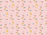  capsules and  capsules on a seamless spring pattern.