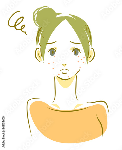 女性　ナチュラル　ニキビ頬