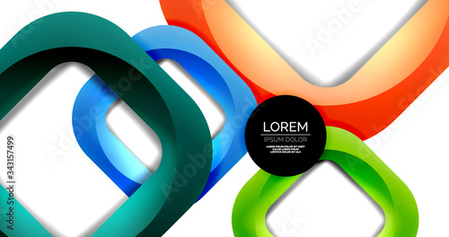 Square geometric vector abstract background, dynamic modern minimal template. Multicolored square shapes with round corners overlapping each other