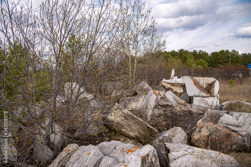 Marble blocks at the old quarry