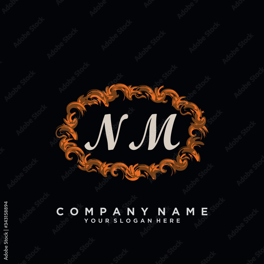 Initial Letter NM Logo With circle Template Vector