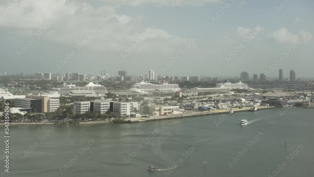 HD - Cruise Ships Parked with Miami Beach Skyline HD - Cruise Ships Parked with Miami Beach Skyline