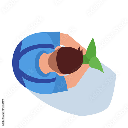 Gardener semi flat RGB color vector illustration