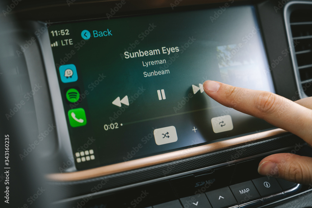 Apple CarPlay in Hyundai Ioniq Electric car Stock Photo Adobe Stock