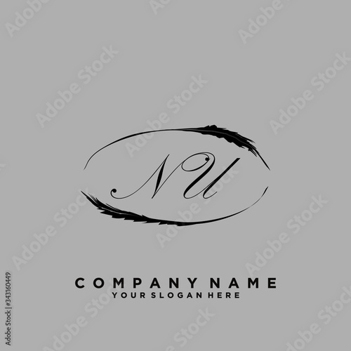 Initial Letter NU Logo With circle Template Vector