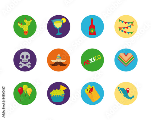 bundle of mexican culture set icons