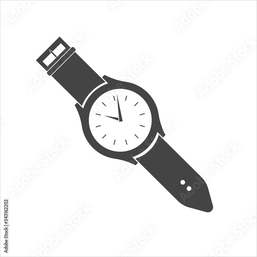 Classic wrist watch. Clock icon. Vector Clock Icon on white isolated background. Layers grouped for easy editing illustration. For your design.