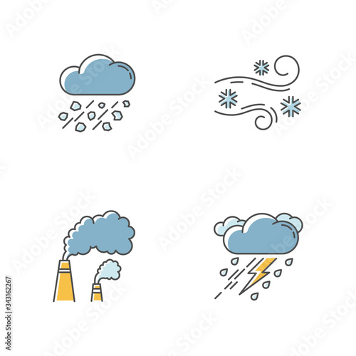 Bad weather forecast RGB color icons set
