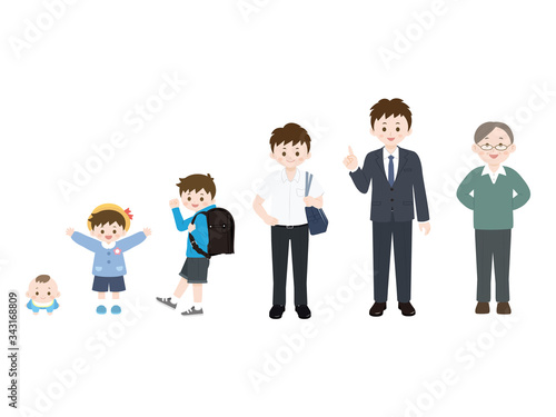 男性 ライフステージ年齢別成長イラスト