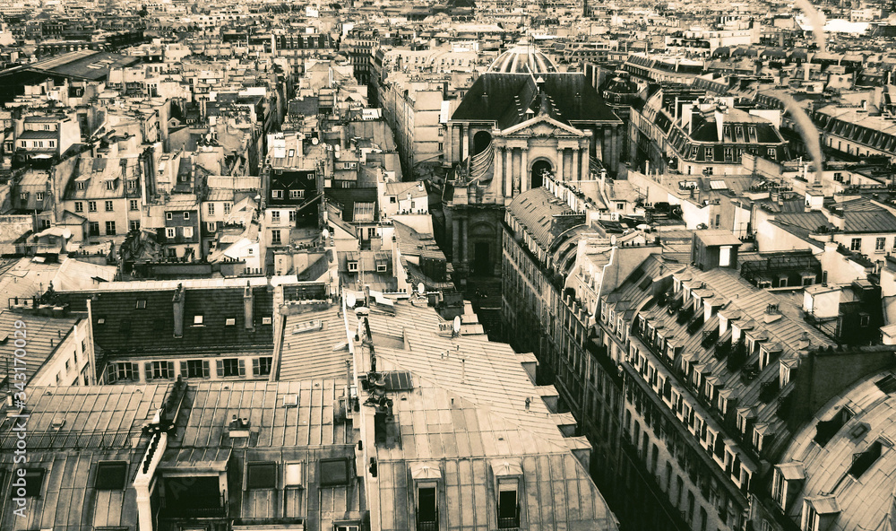 Paris rooftops in retro style