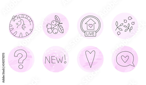 Set of various vector highlight stories covers.