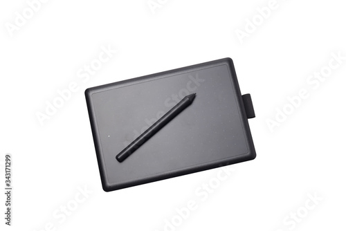 Graphic tablet with a pen, for drawing. Isolate on a white background