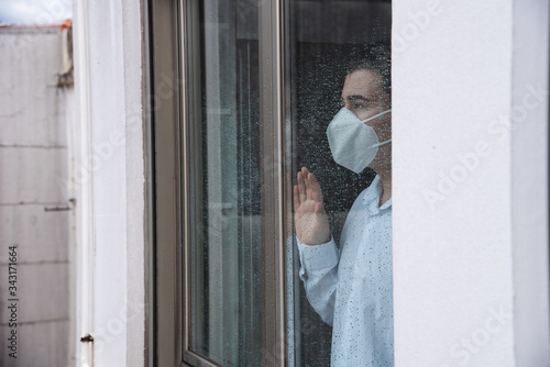 Man in quarantine for coronavirus.