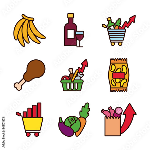 bundle of commodity basket icons
