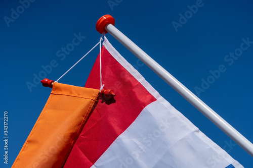 A close up of a dutch national flag