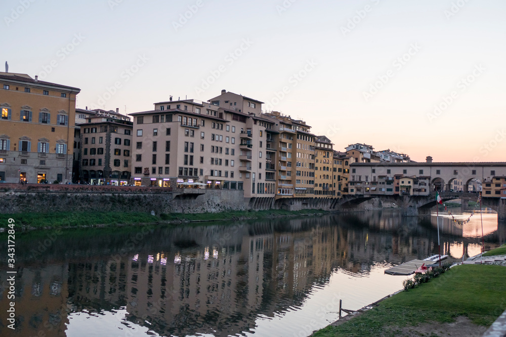 Ponte Vecchio in Florence at the sunset