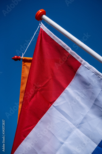 A close up of a dutch national flag