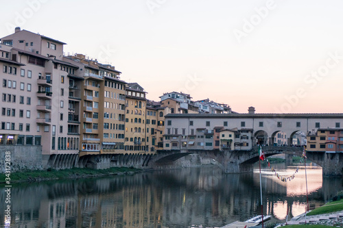 Ponte Vecchio in Florence at the sunset