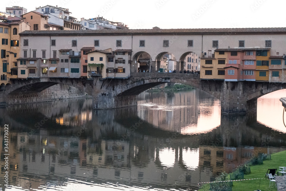 Ponte Vecchio in Florence at the sunset