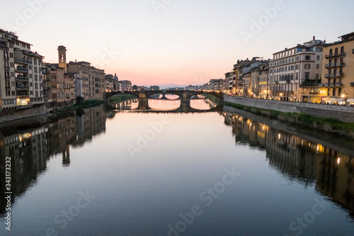 Arno river at the sunset