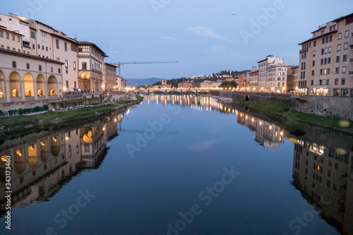 Arno River illuminated at night