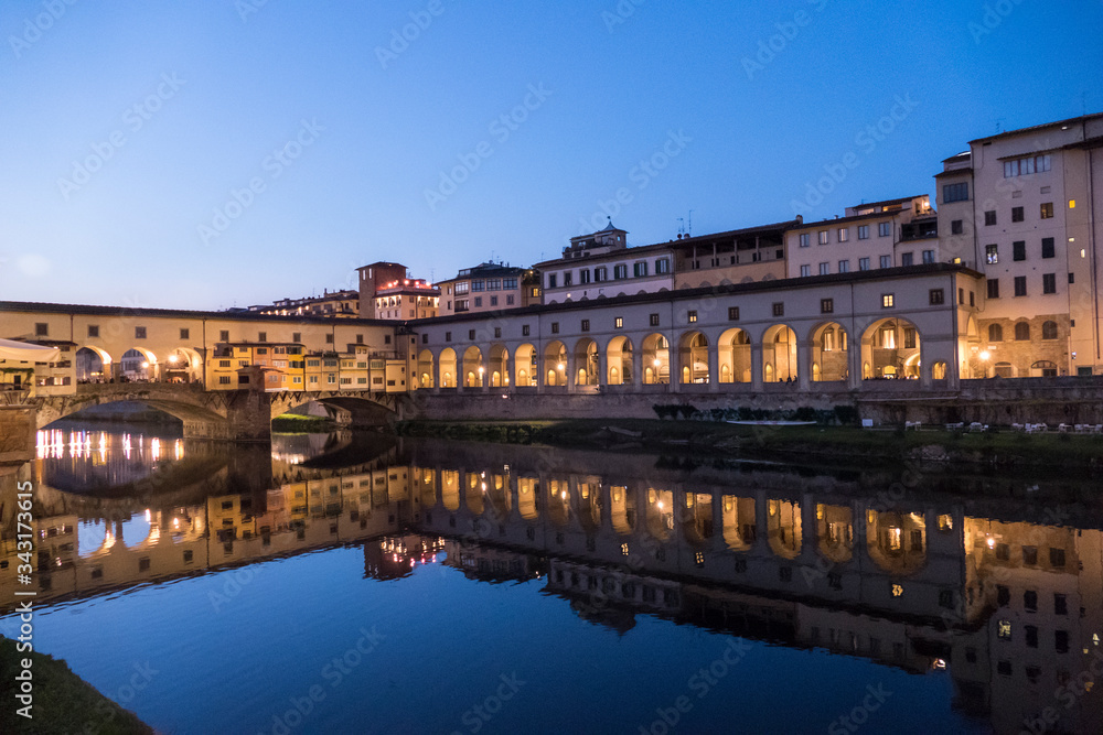 Ponte Vecchio Brigde in Florence illuminated at night