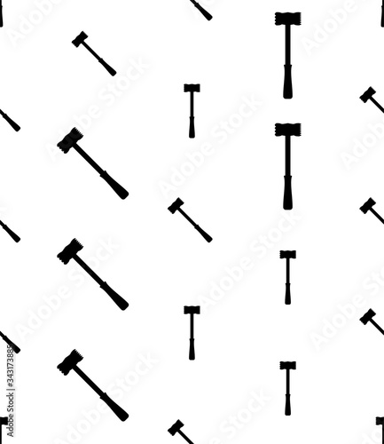Meat Tenderizer Tool Icon Seamless Pattern, Meat Mallet, Meat Pounder For Tenderize Slab Of Meat