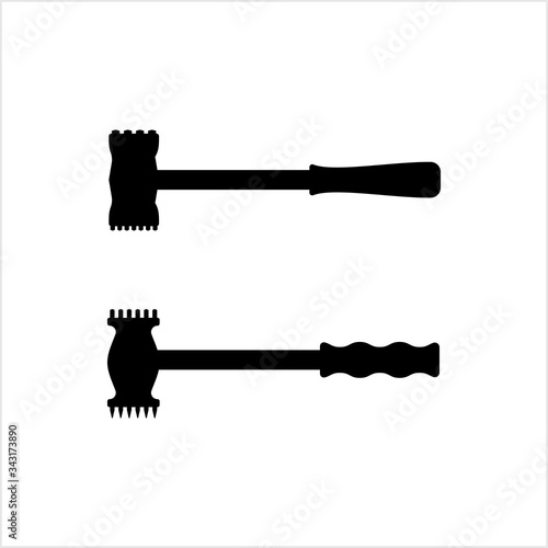Meat Tenderizer Tool Icon, Meat Mallet, Meat Pounder For Tenderize Slab Of Meat