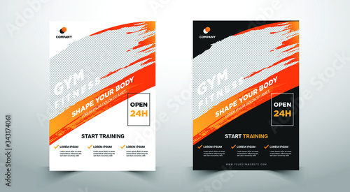 GYM / Fitness Flyer template with grunge shapes. vector