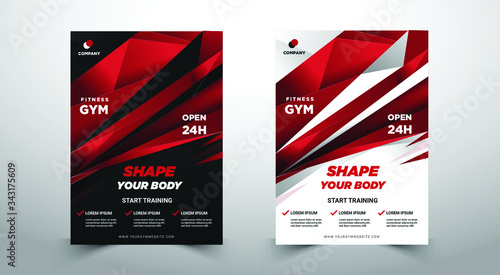 GYM / Fitness Flyer template with grunge shapes. vector