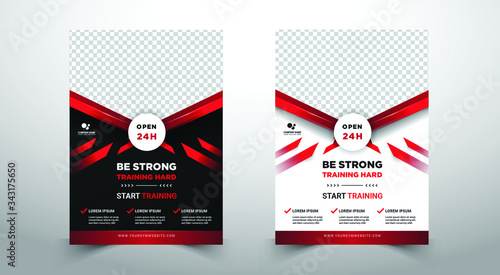 GYM / Fitness Flyer template with grunge shapes. vector