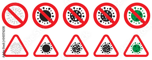 Set of signs caution coronavirus (vector illustration)