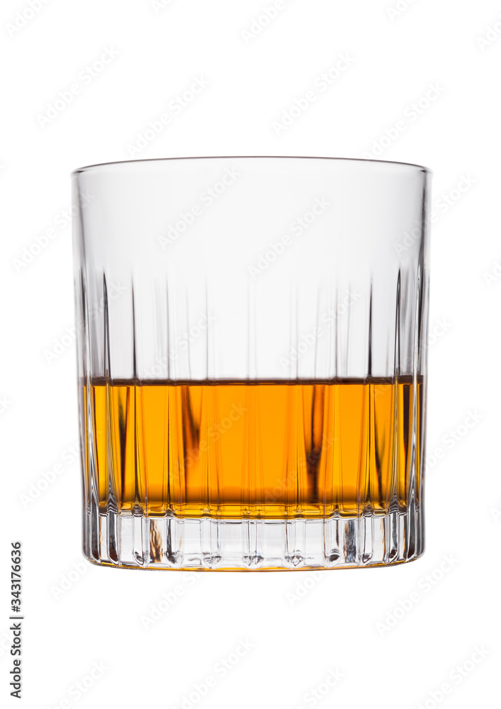 Scotch whiskey in crystal elegant glass on white background. Scotch whiskey in crystal elegant glass on white background.