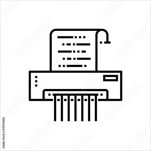 Paper Shredder Icon, Mechanical Secure Document Cutter To Stripe Or Small Pieces