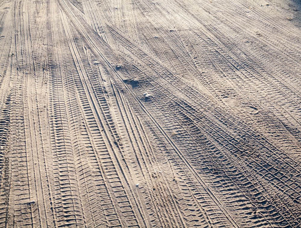 Fototapeta premium Wheel tracks on the ground