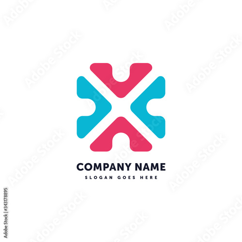 X Letter Chain Vector Logo. Abstract icon mark design template. Creative logotype concept element sign shape.