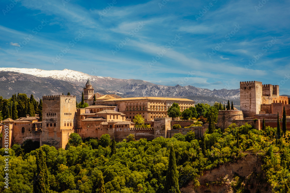  Panoramic of Alhambra with snow cap mountains